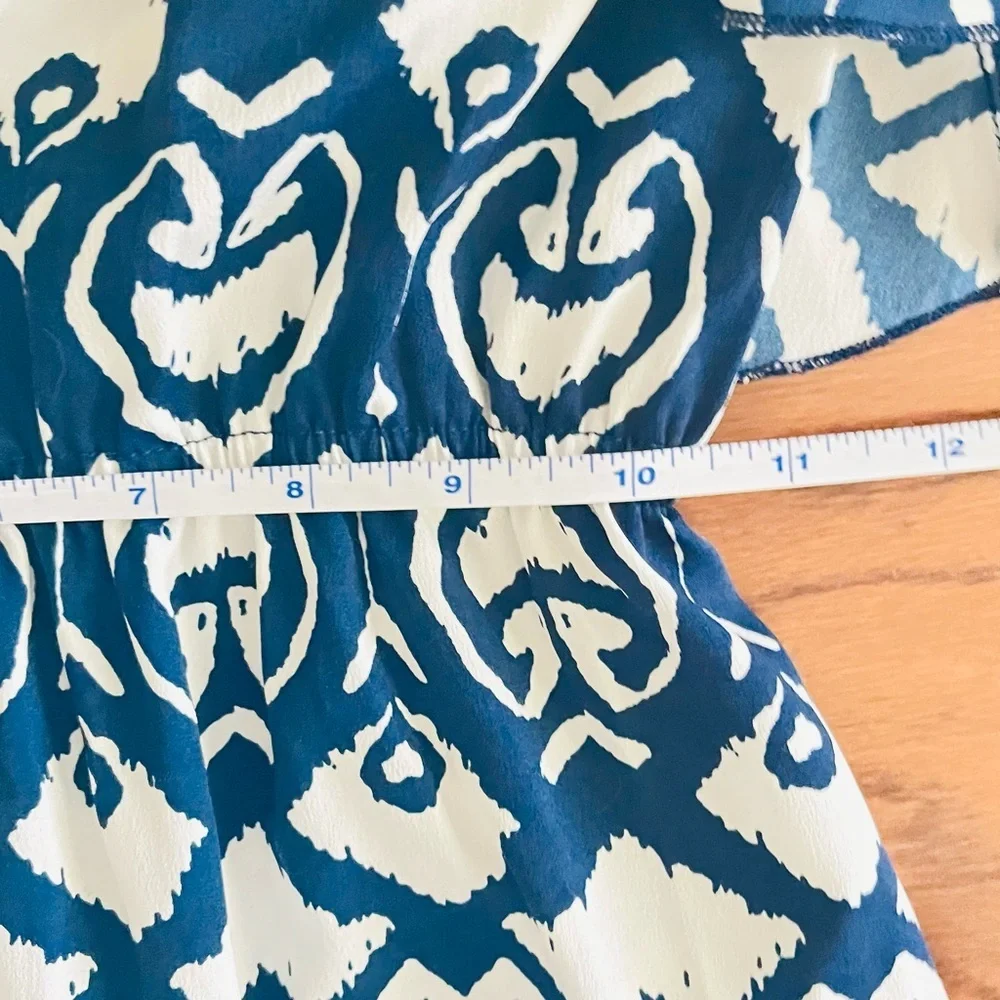 Indulge blue and white geometric print sleeveless maxi dress size Small - Picture 9 of 13
